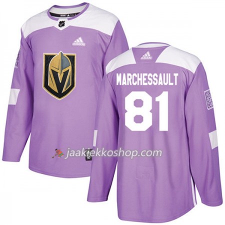 Miehille NHL Vegas Golden Knights Pelipaita Jonathan Marchessault 81 Adidas 2017-2018 Violetti Fights Cancer Practice Authentic